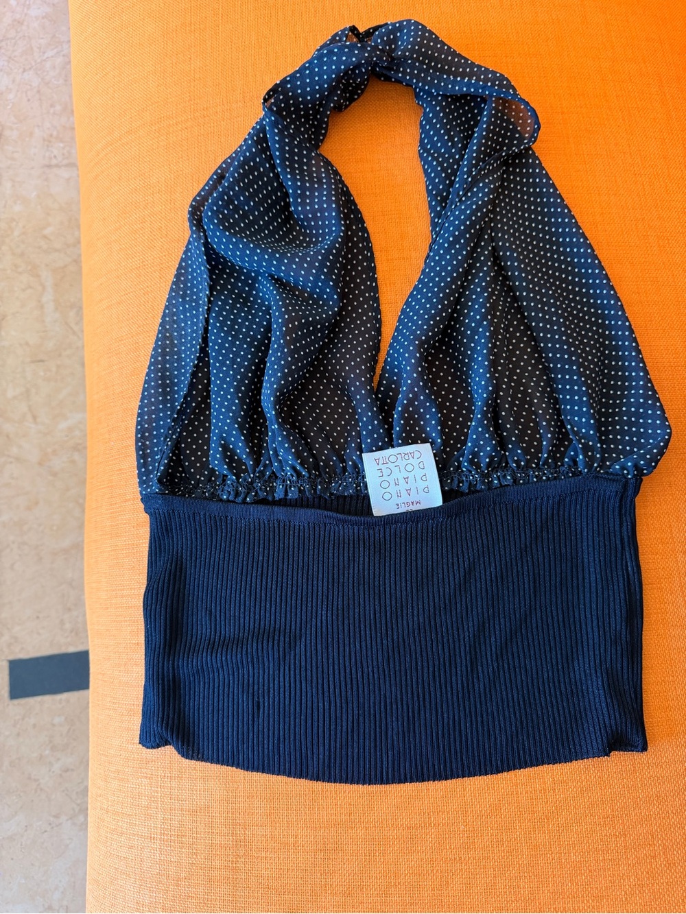 Vintage Navy Polka Dot Halter Top - Picture 2 of 8